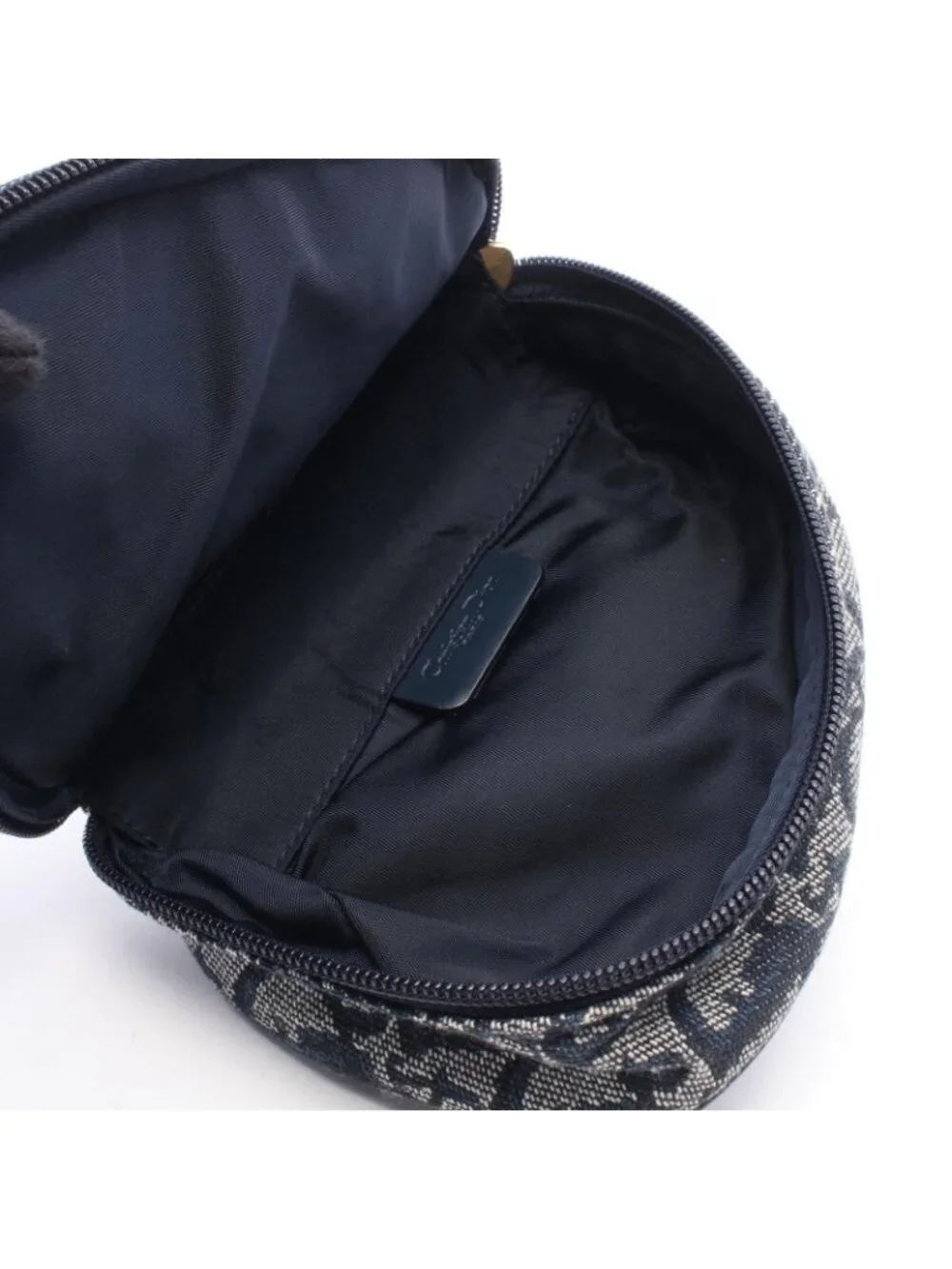 Dior Pouch Saddle Mini Trotter Navy Ivory Canvas Leather Oblique